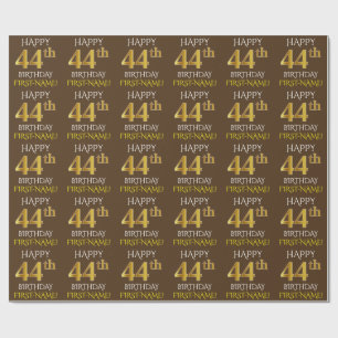 Papier Cadeau Brown, Faux Gold "HEUREUX 44ème anniversaire"
