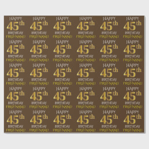 Papier Cadeau Brown, Faux Gold "HEUREUX 45e anniversaire"