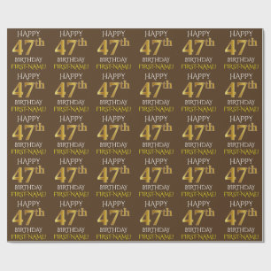 Papier Cadeau Brown, Faux Gold "HEUREUX 47ème anniversaire"