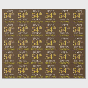 Papier Cadeau Brown, Faux Gold "HEUREUX 54ème anniversaire"