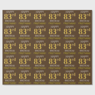 Papier Cadeau Brown, Faux Gold "HEUREUX 83e anniversaire"