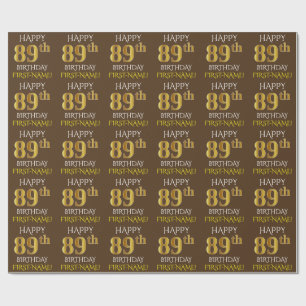 Papier Cadeau Brown, Faux Gold "HEUREUX 89e ANNIVERSAIRE"