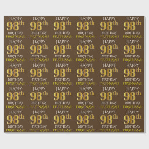 Papier Cadeau Brown, Faux Gold "HEUREUX 98e ANNIVERSAIRE"