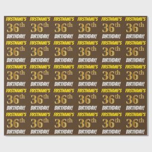 Papier Cadeau Brown, Faux/Imitation Gold, "36e anniversaire"