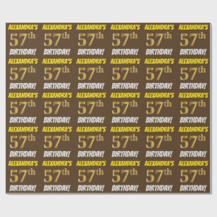 Papier Cadeau Brown, Faux/Imitation Gold, "57e anniversaire"