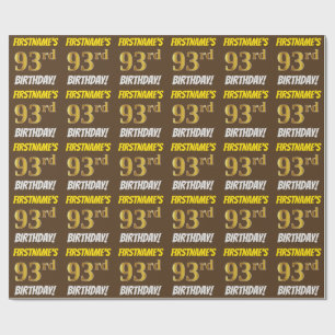 Papier Cadeau Brown, Faux/Imitation Gold, "93e anniversaire"