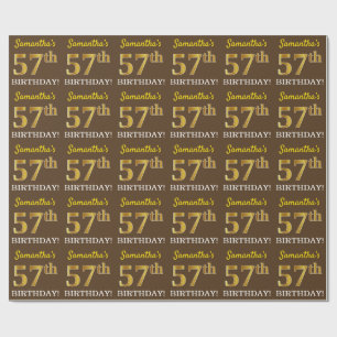 Papier Cadeau Brown, Imitation Gold Look "57e anniversaire"