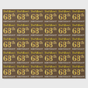 Papier Cadeau Brown, Imitation Gold Look "68e anniversaire"