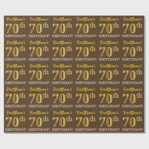 Papier Cadeau Brown, Imitation Gold Look "70e anniversaire"