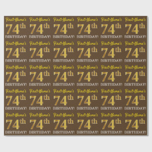 Papier Cadeau Brown, Imitation Gold Look "74e anniversaire"
