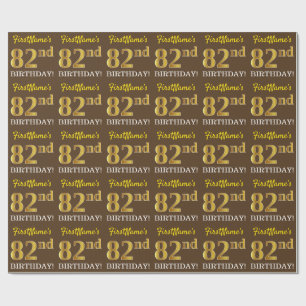 Papier Cadeau Brown, Imitation Gold Look "82e anniversaire"