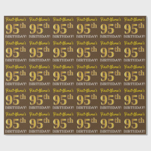 Papier Cadeau Brown, Imitation Gold Look "95ème anniversaire"