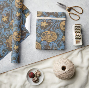 Papier Cadeau Brown japonais Koi Carp