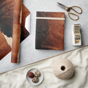 Papier Cadeau Brown Noir Noir Faux Cowhide