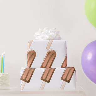 Papier Cadeau Brown Popsicle Sur Un Bâton