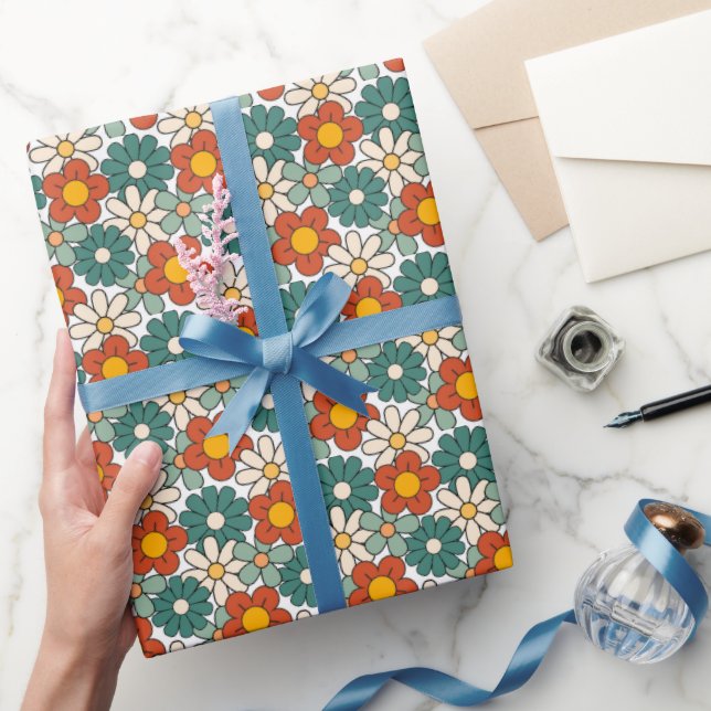 Papier Cadeau Brown rétros Hippie verte Floral Super (Cadeaux)