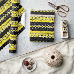 Papier Cadeau Brown tribal et Motif noir