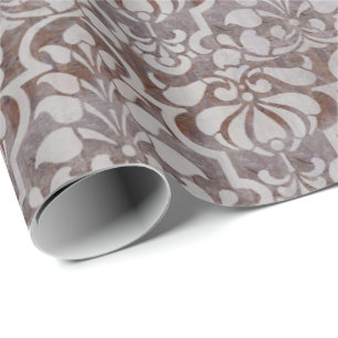 Papier Cadeau Brown Vintage Victorian Damask Motif sans couture