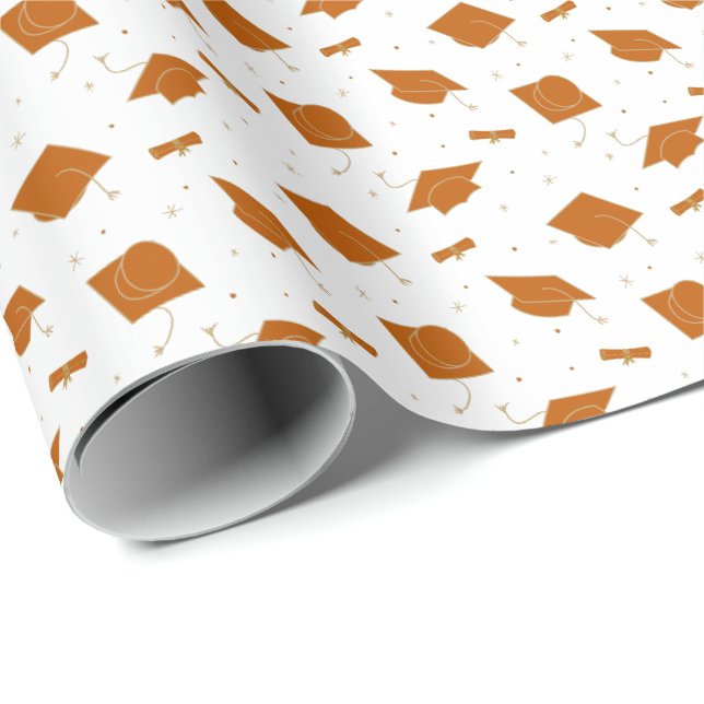 Papier Cadeau Brûlé Orange Graduation Cap Toss (Coin rond)