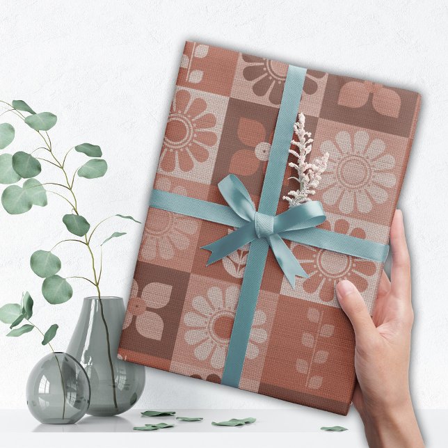 Papier Cadeau Brûlure Brown orange rustique - Rouleau papier d'e (Créateur téléchargé)