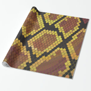 Papier Cadeau Brun de serpent et copie d'or