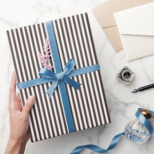Papier Cadeau Brun foncé et rayures blanches