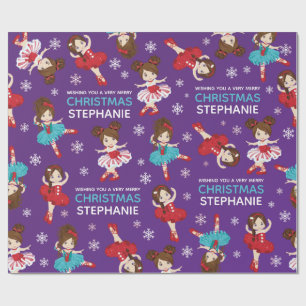 Papier Cadeau Brunette Ballerina de Noël