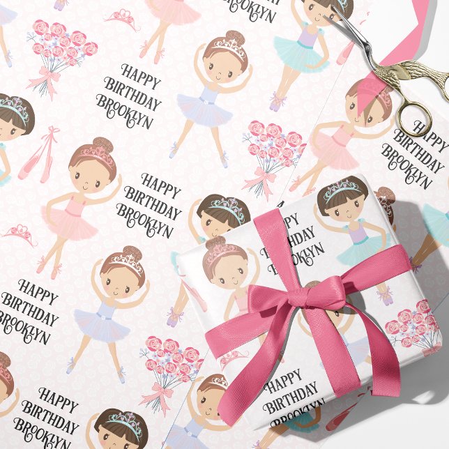 Papier Cadeau Brunette Ballerina Personnalisée (Créateur téléchargé)