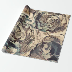 Papier Cadeau Brush art Abstrait texturé rose imprimé brun bei