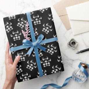 Papier Cadeau Buffalo A Mis Des Empreintes de pattes Sur Noir