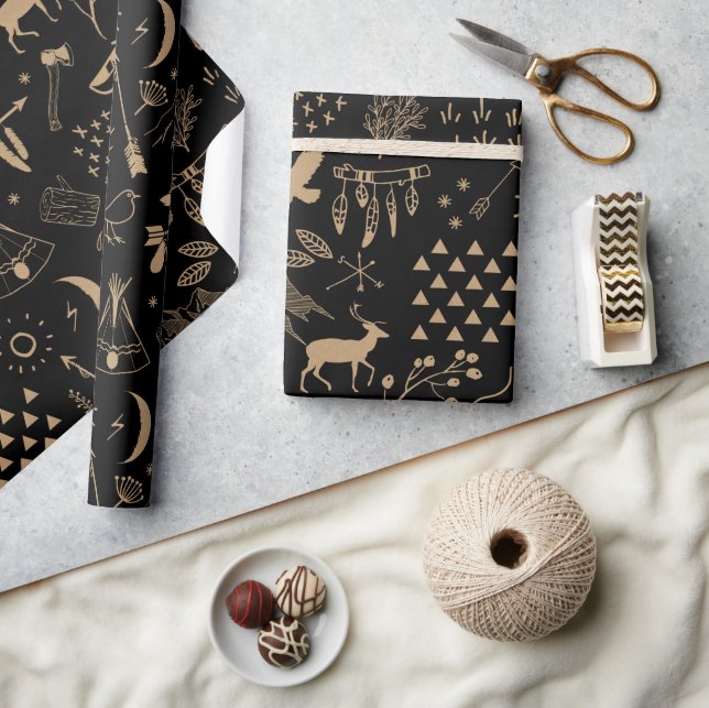 Papier Cadeau Buffalo Adventures Motif Kraft Paper ID599 (Artisanat)