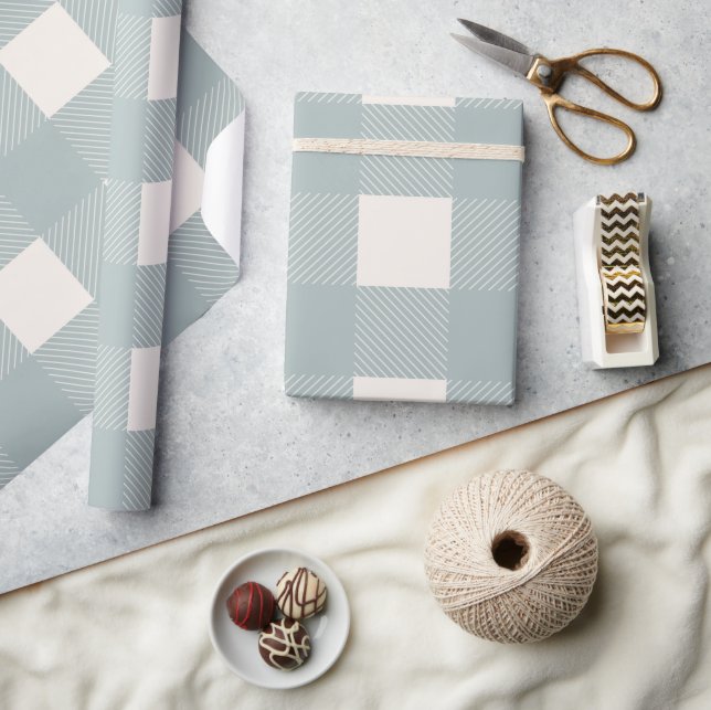 Papier Cadeau Buffalo Check Grey Simple Design tendance (Artisanat)