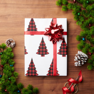 Papier Cadeau Buffalo Check Pine Trees Rustic Wrapper Papier