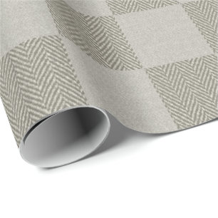 Papier Cadeau Buffalo Plaid À damiers tissu Beige et gris