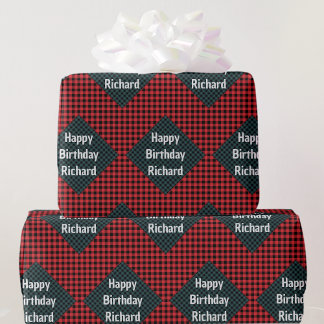Papier Cadeau Buffalo Plaid Anniversaire Giftwrap Ajouter un nom