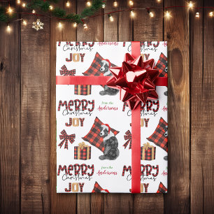 Papier Cadeau Buffalo Plaid Australian Shepherd Noël