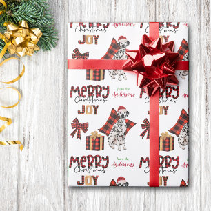 Papier Cadeau Buffalo Plaid Chien dalmate Noël