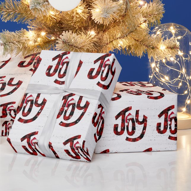 Papier Cadeau Buffalo Plaid Joie Sur Bois Blanchi (Vacances)