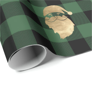 Papier Cadeau Buffalo Plaid Lomberjack Gold Père Noël Winter Gre