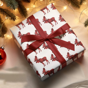 Papier Cadeau Buffalo Plaid Moose rustique Pays Bois