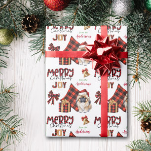Papier Cadeau Buffalo Plaid Pekingese Chien Noël