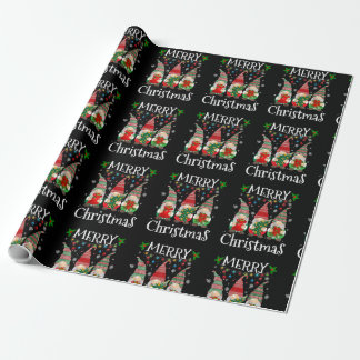 Papier Cadeau Buffalo Trois Gnomes Plaid Red Joyeux Noël Xma