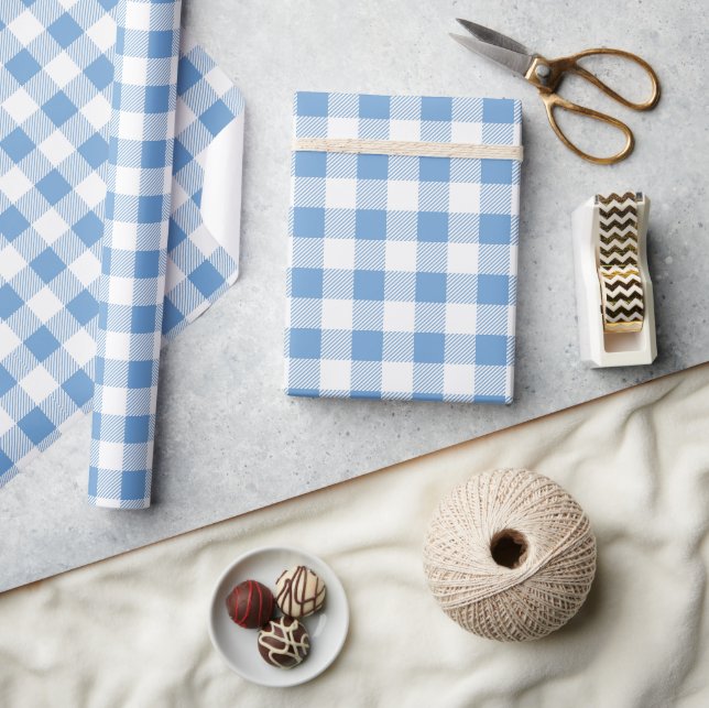 Papier Cadeau Buffle bleu et blanc plaqué sans joint (Artisanat)