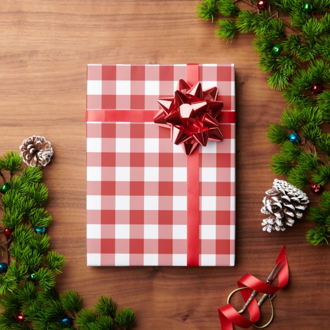 Papier Cadeau Buffle rouge et blanc de Noël plaqué (Cadeau de vacances)