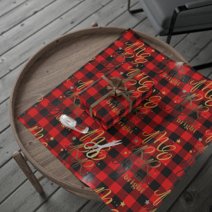 Papier Cadeau Buffle rouge noir plaid Joyeux et brillant