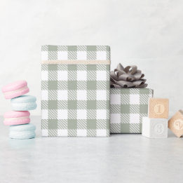 Papier Cadeau Buffle vert Sage Plaid En vichy pays vérifié