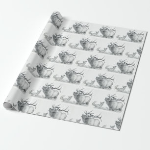 Papier Cadeau Bull Elk et Fox