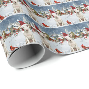 Papier Cadeau Bull Terrier Dog Winter Wonderland Noël Joie