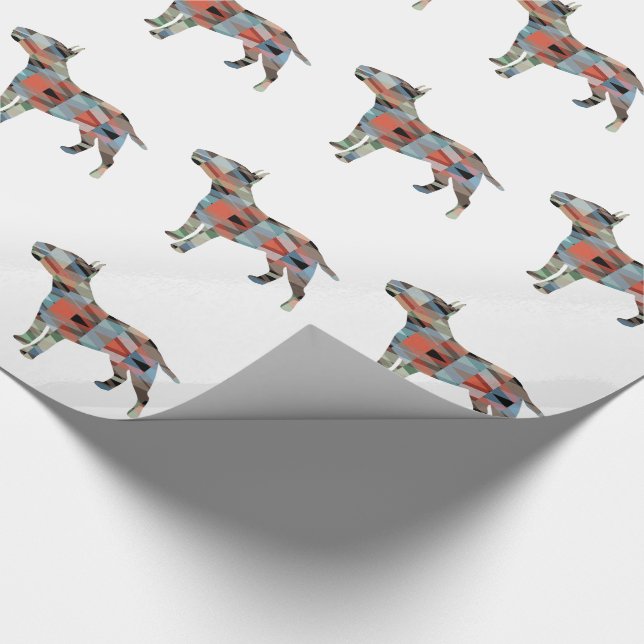 Papier Cadeau Bull Terrier Motif géométrique Silhouette Plaid (Coin)