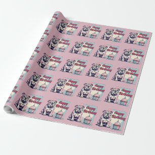 Papier Cadeau Bulldog coloré